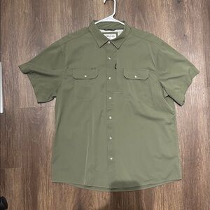 Poncho The Roaring Fork Short Sleeve Vented Fishing Shirt Moss Green Magnetic-XL